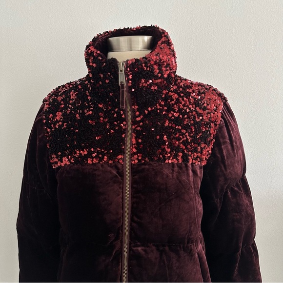 Maeve Anthropologie Vera Sequined Velvet Puffer Jacket Small - Picture 4 of 16